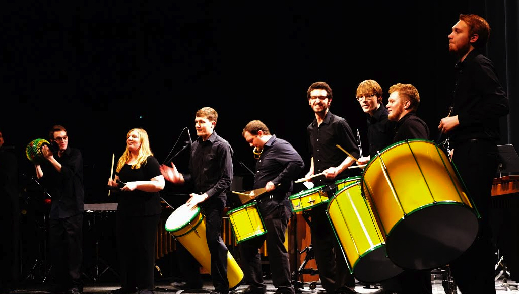 perucsson ensemble on stage with drums