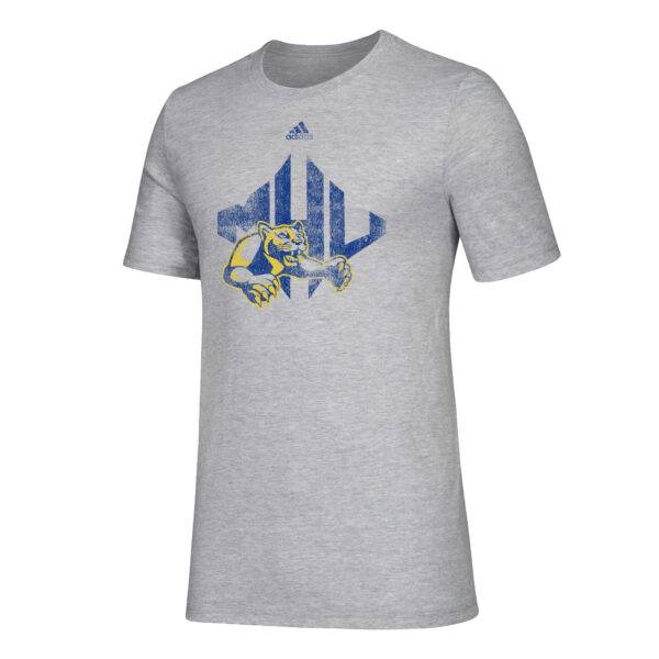 gray t-shirt with distressed MHU athletics logo
