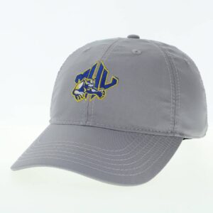 gray hat with blue and gold athletics logo
