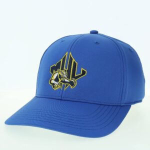 blue hat with dark blue and gold athletics logo