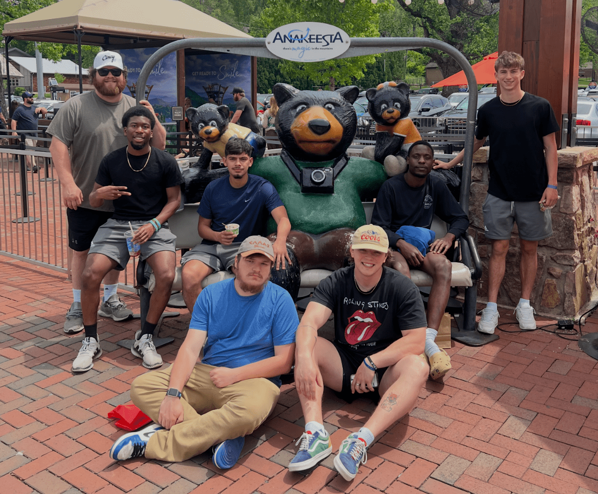 Michael with a group of male students at Anakeesta theme park in Gatlinburg