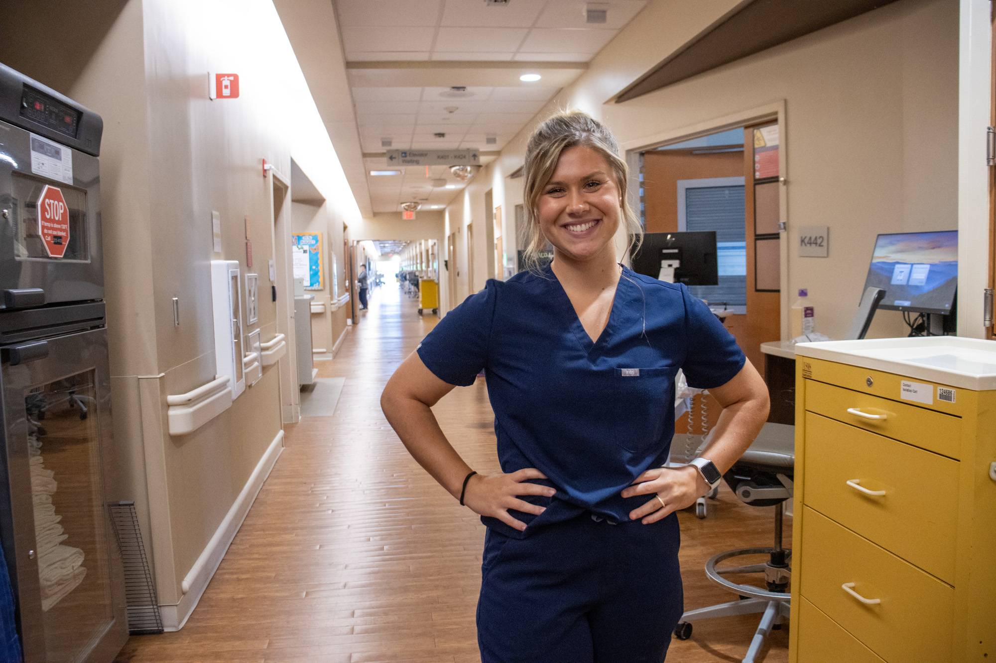 Allie Bailey, at work in the Trauma ICU